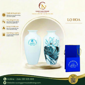 Bình Hoa Sứ Vẽ Hoa Sen Xanh