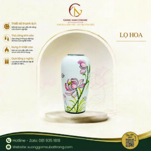 Lọ Hoa Dáng Bom Vẽ Sen