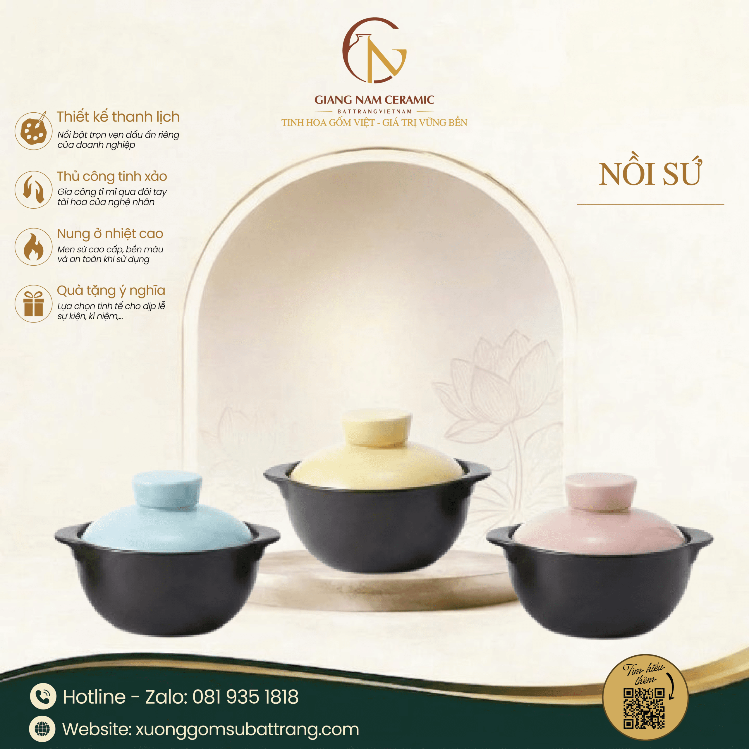 Nồi đất nắp màu Pastel Donghwa 1 Nồi đất nắp màu Pastel Donghwa