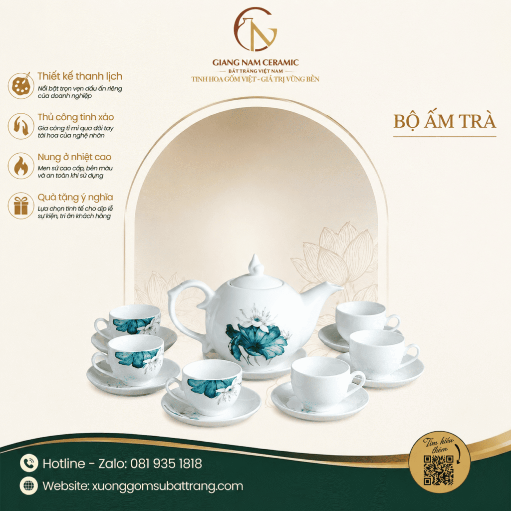 Bộ ấm trà hoa văn Bộ ấm trà hoa văn