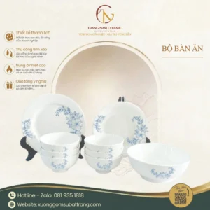 Bộ Đồ Ăn 12 Món Men Sứ Hoa Xanh