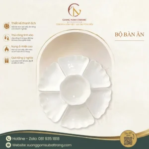 Bộ Bát Đĩa Sứ Trắng Hoa Mặt Trời