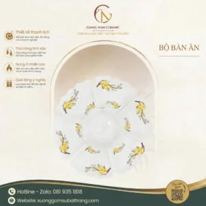 Bộ Bát Đĩa Hoa Mặt Trời Vẽ Mai Vàng