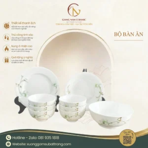 Bộ Bát Đĩa Minh Châu Vẽ Hoa Ly