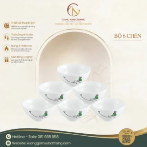 Bộ 6 Chén Cơm Vẽ Nguyệt Quế