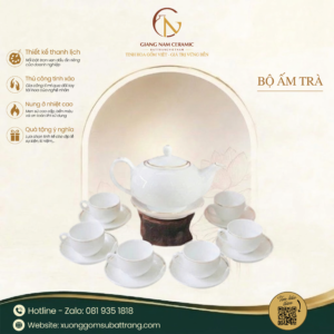 Bộ Ấm Trà Minh Nguyệt Kẻ Chỉ Vàng