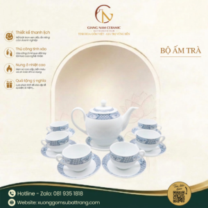 Bộ Ấm Trà Dáng Minh Long Hoa Văn Lam