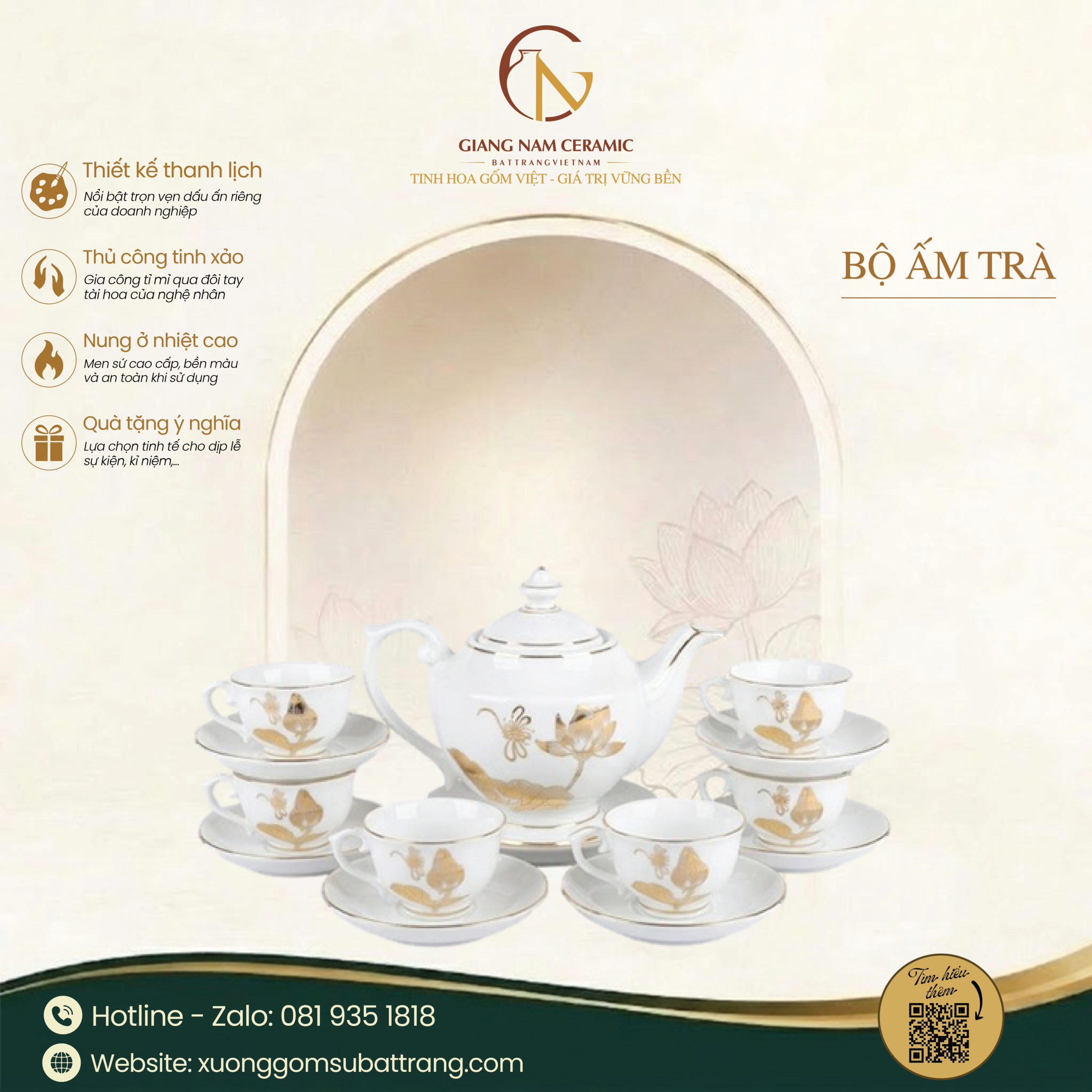 Bộ Ấm Trà Camelia Sen Chuồn Kẻ Chỉ Vàng 1 Bộ Ấm Trà Camelia Sen Chuồn Kẻ Chỉ Vàng