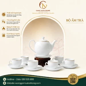 Bộ Ấm Trà Minh Long Kẻ Chỉ Vàng
