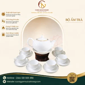 Bộ Ấm Trà Minh Nguyệt Kẻ Chỉ Vàng