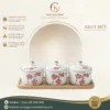 Khay 3 Hũ Mứt Hoa Đào Đỏ Bát Tràng