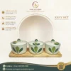 Khay 3 Hũ Mứt Tết 3 Vẽ Lá Xanh 3 Khay 3 Hũ Mứt Tết 3 Vẽ Lá Xanh