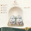 Khay 4 Hũ Mứt Tết Dáng Tròn Vẽ Hoa Đào Đỏ 3 Khay 4 Hũ Mứt Tết Dáng Tròn Vẽ Hoa Đào Đỏ