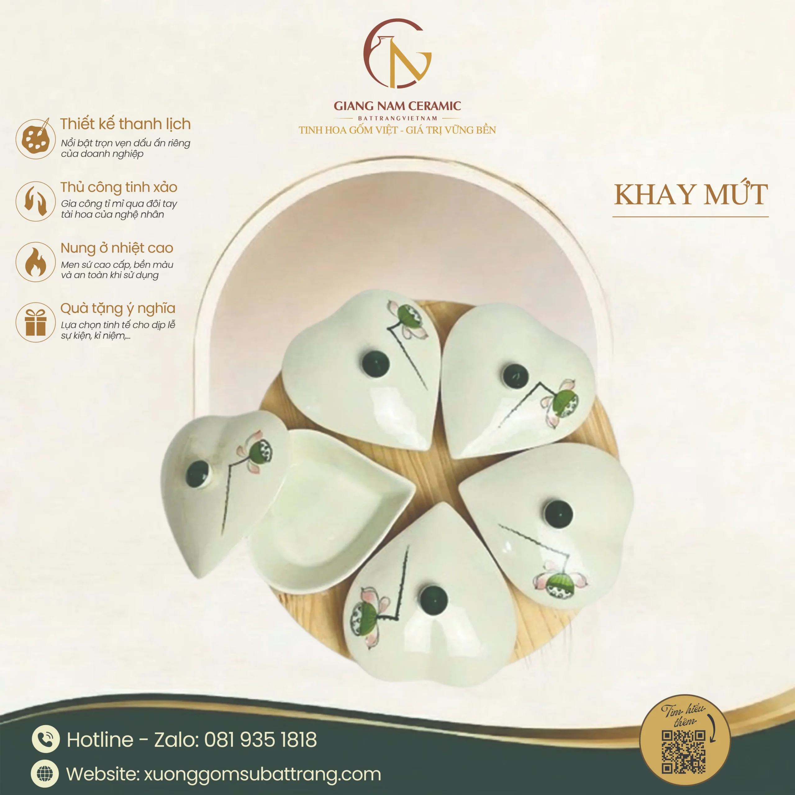 Khay 5 Ngăn Mứt Tết Hình Tim Họa Tiết Đài Sen 1 Khay 5 Ngăn Mứt Tết Hình Tim Họa Tiết Đài Sen
