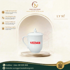Ly Sứ Trắng In Logo VEDAN