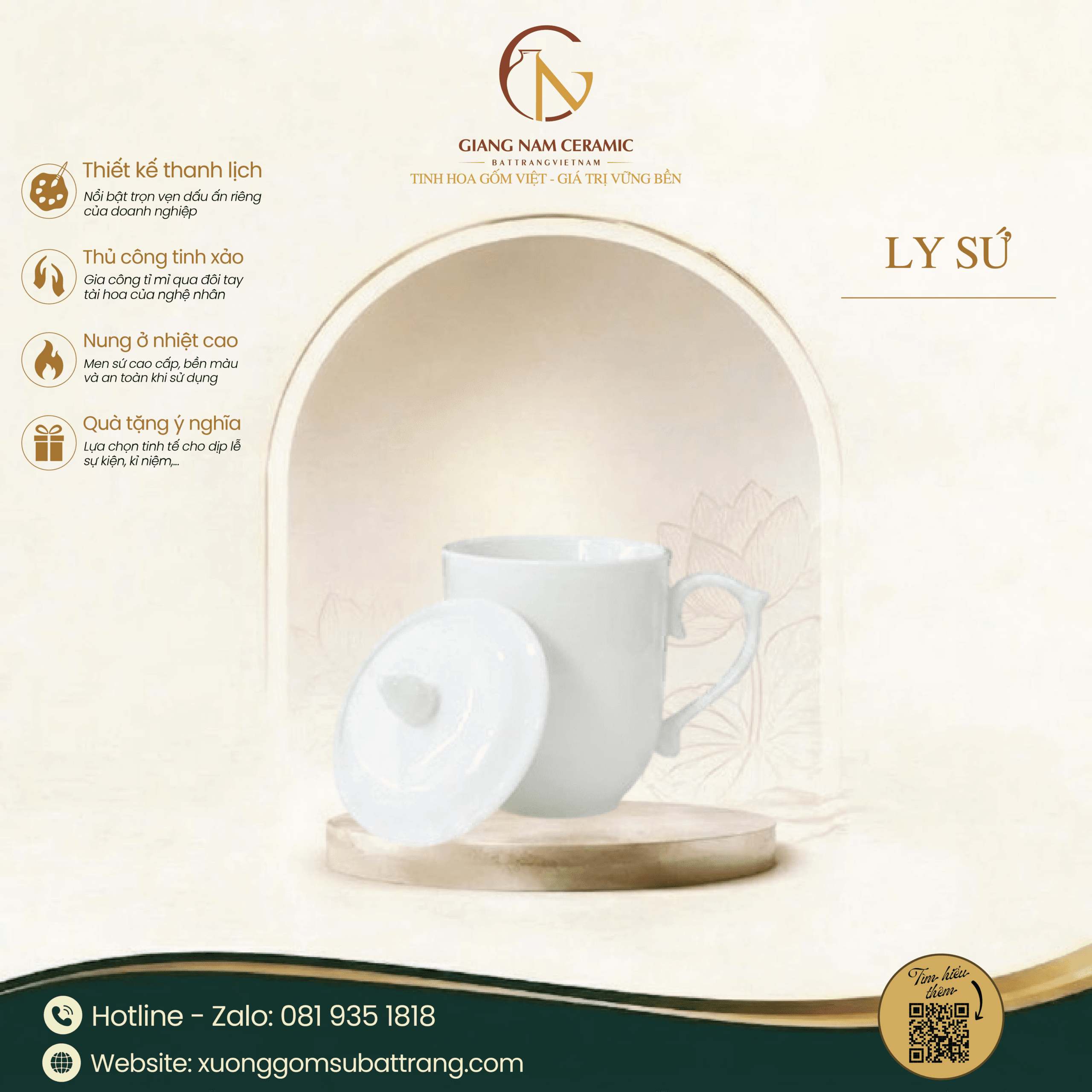 Ly Sứ Trắng Có Nắp 1 Ly Sứ Trắng Có Nắp