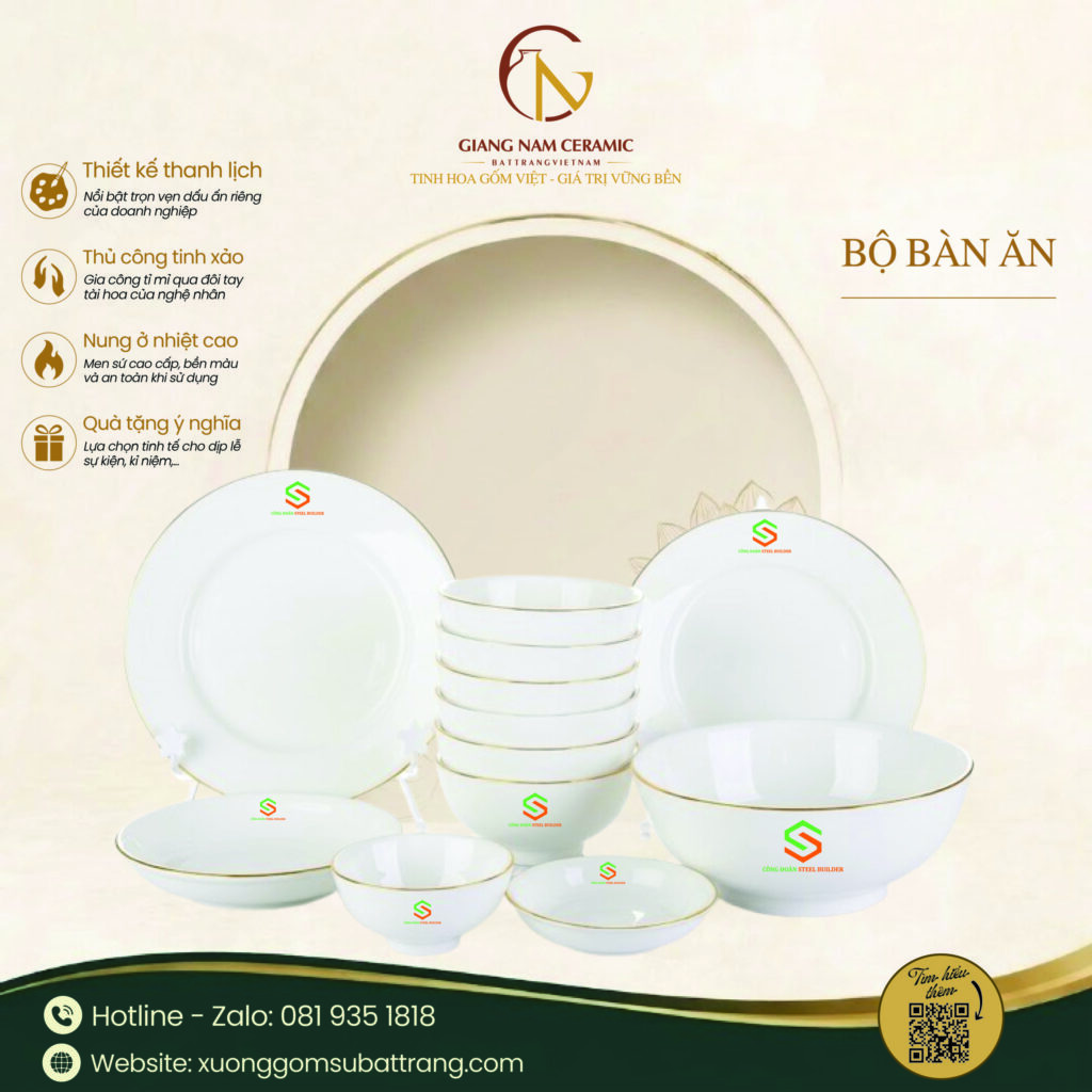 Các sản phẩm trong bộ đồ ăn Bát Tràng quà tặng Các sản phẩm trong bộ đồ ăn Bát Tràng quà tặng