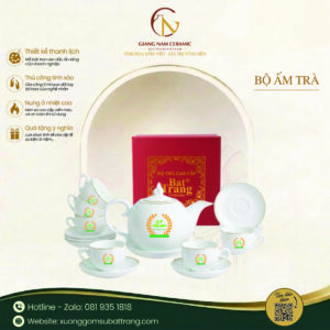 Ấm trà sứ trắng in logo doanh nghiệp