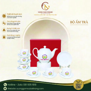 Bộ ấm trà camelia in logo