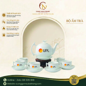 Bộ ấm trà bưởi cành in logo UPL