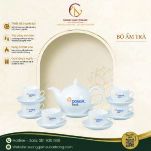 Bộ ấm chén nắp ngọn lửa in logo