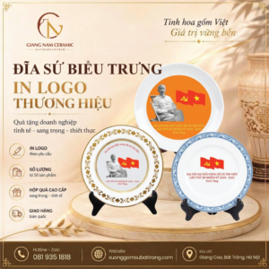 Đĩa sứ biểu trưng in logo đại hội đại biểu
