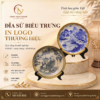 Đĩa sứ biểu trưng men lam bọc đồng