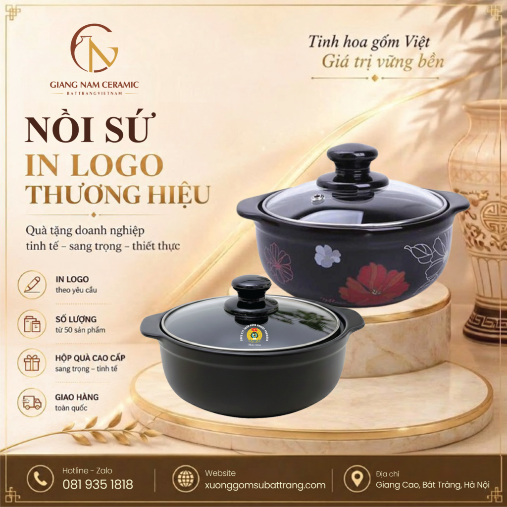 Nồi sứ in logo quà tặng Nồi sứ in logo quà tặng