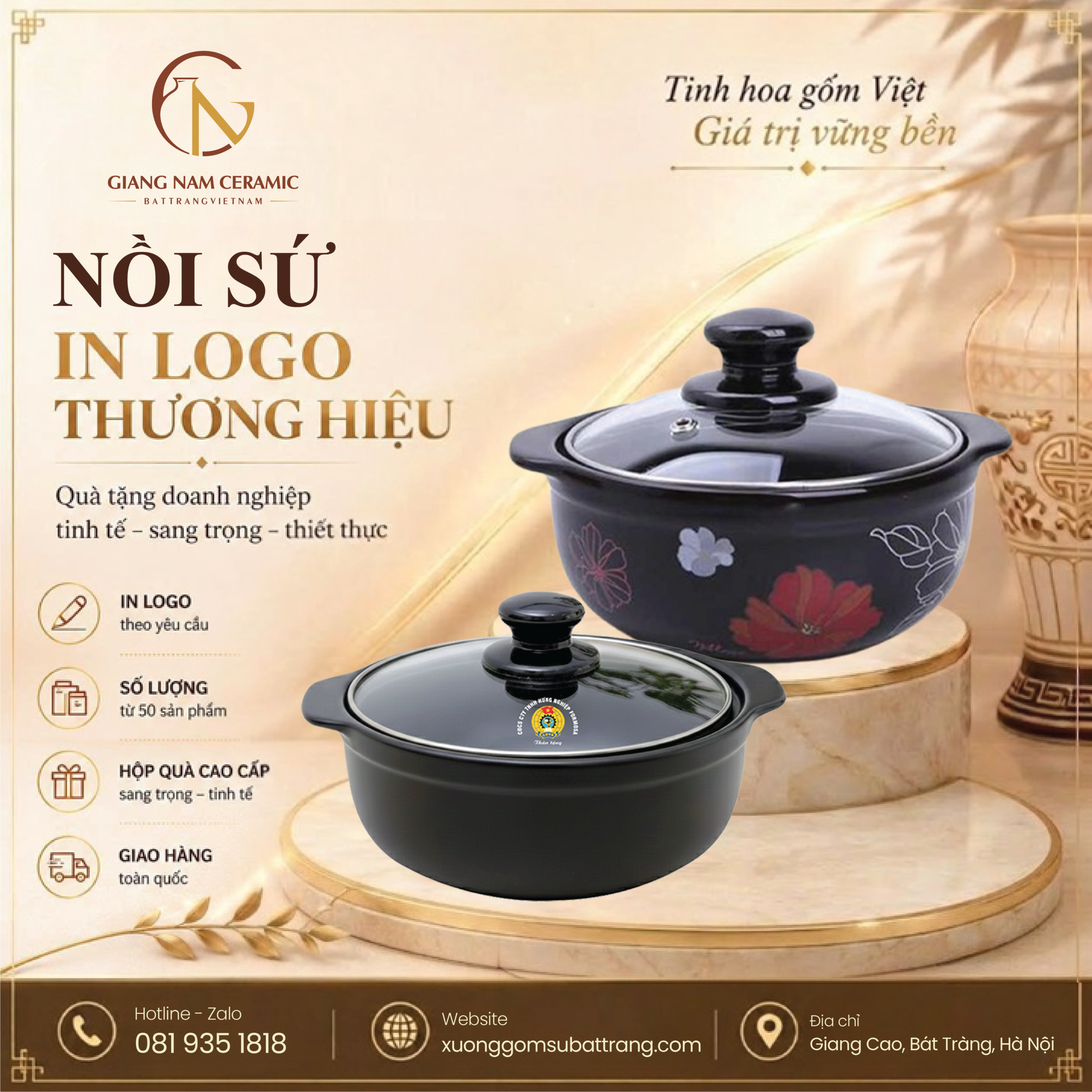 Nồi đất Dong Hwa Tucbeghi in logo công đoàn 1 Nồi đất Dong Hwa Tucbeghi in logo công đoàn