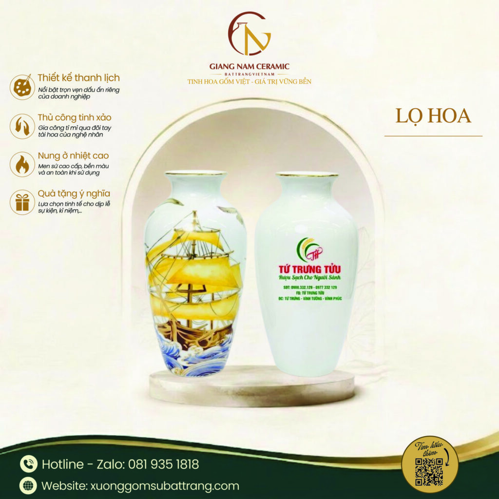 Lọ hoa vẽ tay in logo Lọ hoa vẽ tay in logo