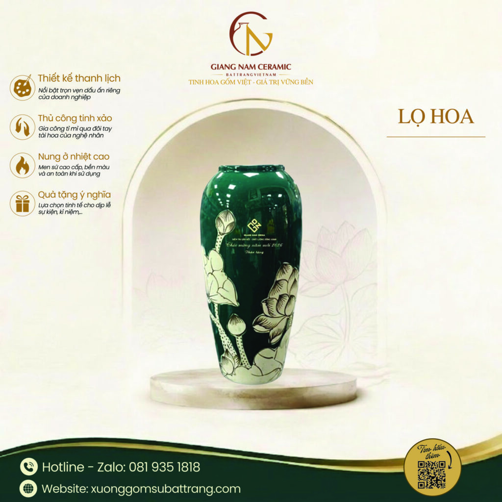 Lọ hoa men màu in logo Lọ hoa men màu in logo